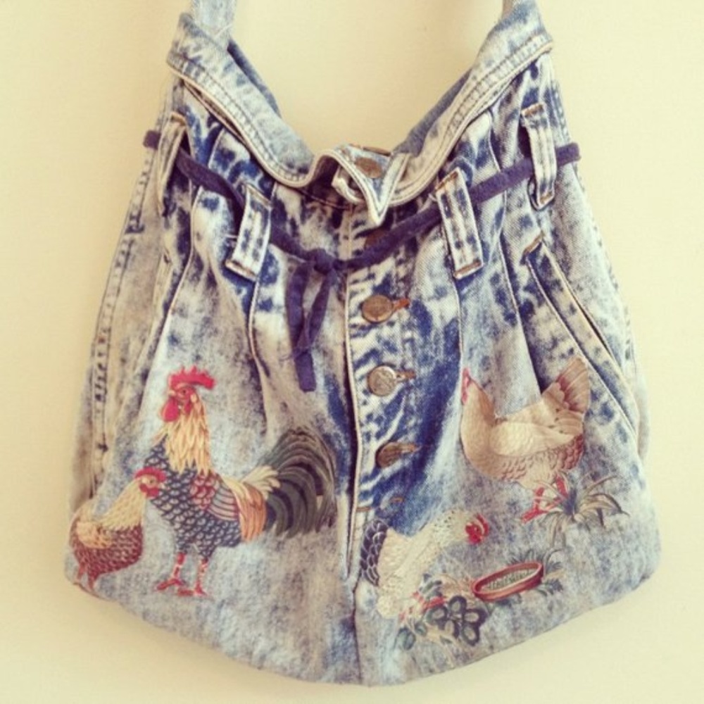 Acid Wash Jeans Rooster Shoulder Bag